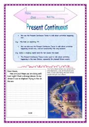 English worksheet: Present continuous tense