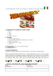 English Worksheet: Recipe: How to make a pizza