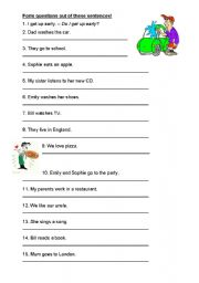 English Worksheet: Form questions in the simple present