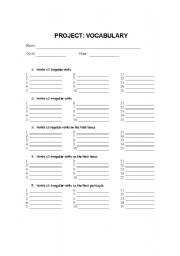 English worksheet: Project -Vocabulary