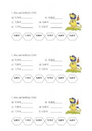 English Worksheet: Rechnen mit Euro
