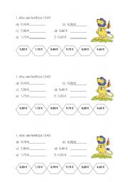 English worksheet: Rechnen mit Euro