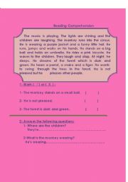 English worksheet: comprehension