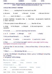 English Worksheet: exam paper