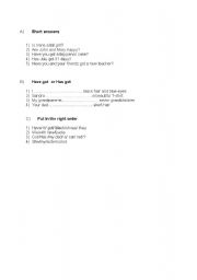 English worksheet: VERBS (HAVE GOT, TO BE)