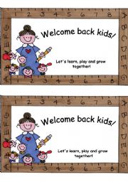 English Worksheet: Welcome back cards