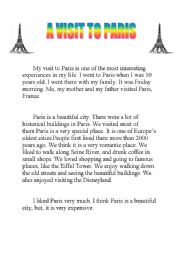 English worksheet: A Visit To Paris