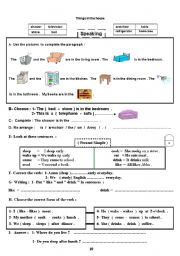 English worksheet: Things in the House & Present Simple