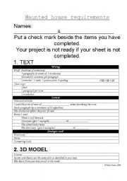 English Worksheet: haunted house project