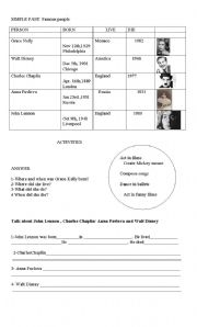 English Worksheet: Famous People