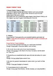English Worksheet: present perfect tense