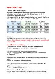 English worksheet: present perfect tense