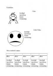 English worksheet: sport -likes & dislikes