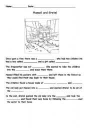 English Worksheet: Hansel and Gretel cloze sentences