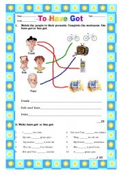 English Worksheet: Very Simple Test- To Have Got