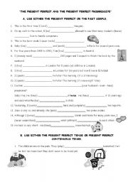 English Worksheet: present perfect & perfect cont 