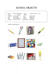 English worksheet: SCHOOL OBJECTS