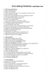 English Worksheet: Interview a student