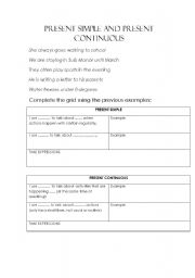 English worksheet: PRESENT SIMPLE AND CONTINUOUS