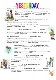 English Worksheet:  WHERE WAS EVERYBODY YESTERDAY?