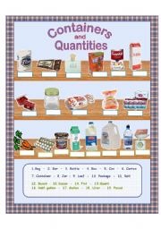 English Worksheet: Containers and Quantities