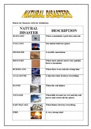 English Worksheet: NATURAL DISASTERS