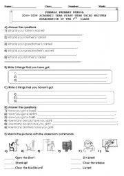 English Worksheet: Have-has got/ Classroom commands/ Telling family member names
