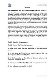 English worksheet: Group work_Eurotrip (the film)