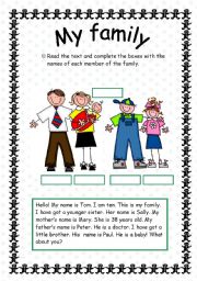 English Worksheet: My family