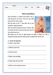 English Worksheet: ANNA KOURNIKOVA