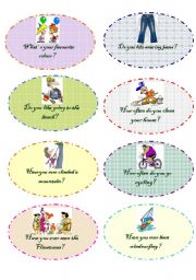English Worksheet: personal questions- speaking cards- set 3