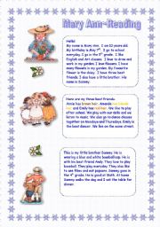 English Worksheet: Mary Ann - Reading for Absolute Beginners