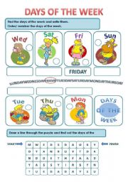 English Worksheet: DAYS OF THE WEEK