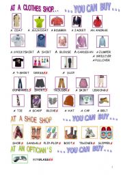 English Worksheet: Picture dictionary : clothes and shoes