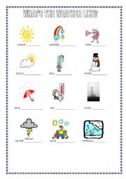 English Worksheet: WHATS THE WEATHER LIKE? (1/2)