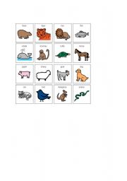 English Worksheet: Animal Bingo