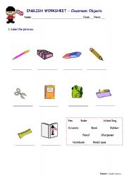 English worksheet: Classroom Objects