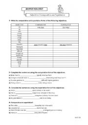 English Worksheet: Adjectives: Comparatives and Superlatives