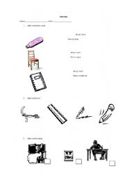 English Worksheet: classroom objects