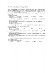 English Worksheet: Personal Information quiz
