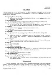 English worksheet: Some Class Rules