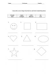 English worksheet: shapes and colors