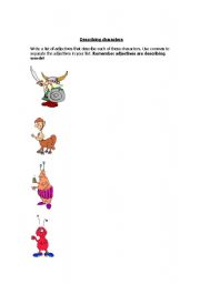 English worksheet: Describing characters