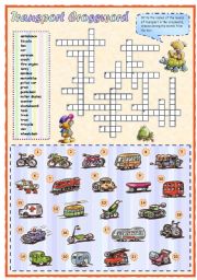 English Worksheet: Means of transport crossword (1 of 2)