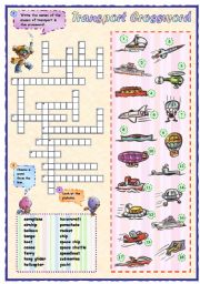 English Worksheet: Means of transport crossword (2 of 2)