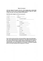English Worksheet: Physical Description