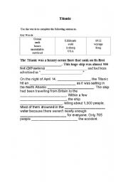 English worksheet: titanic