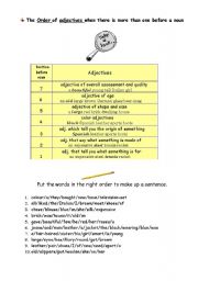 English Worksheet: Grammar. Order of Adjectives