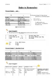 English Worksheet: Present Simple Rules to Remember