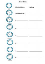 English Worksheet: Time & Daily Routine - My School Day